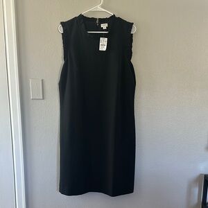 J. Crew Factory Black Sleeveless Dress with Ruffle Collar detail